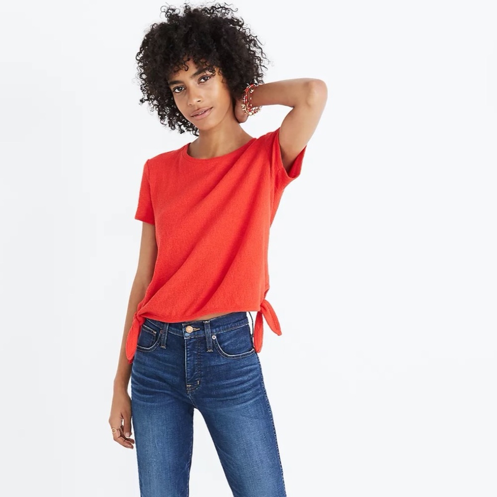 Madewell Texture & Thread Modern Side Tie Short Sleeve Top Size XXS